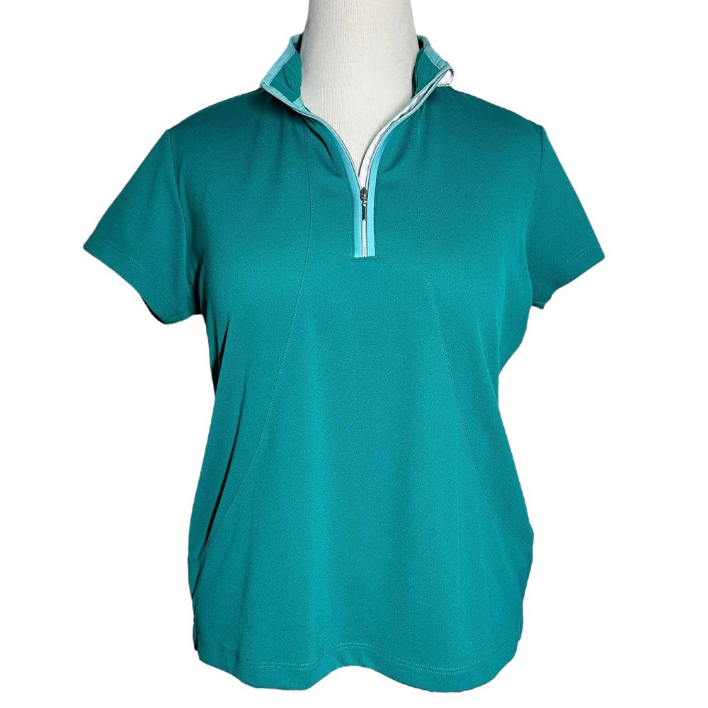 EP Pro Tour Tech Short Sleeved Polo Shirt Women XL Teal Golf Activewear Top